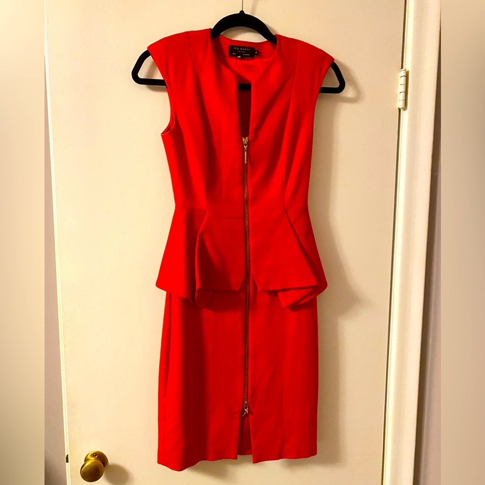 Ted Baker Peplum dress red size 0